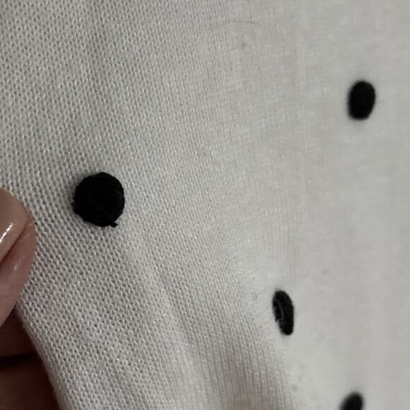 Vtg 90s Y2K Cardigan Polka Dots White Small Jaclyn Smith Fitted - Picture 6 of 7